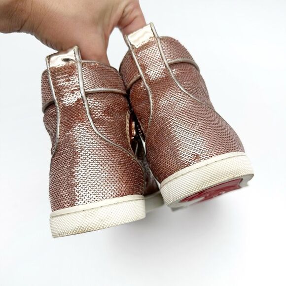 Christian Louboutin Rose Gold Metallic High-Top Sneakers